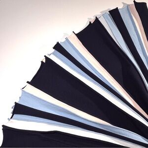 ⭐️Baroness Fav! NWT Fluted Cotton Maxi Skirt by Pure Collection, in Navy & White